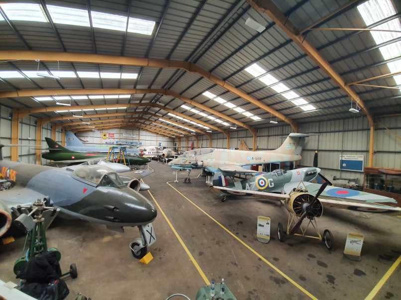Exhibits rearranged in the Hangar and floor painted